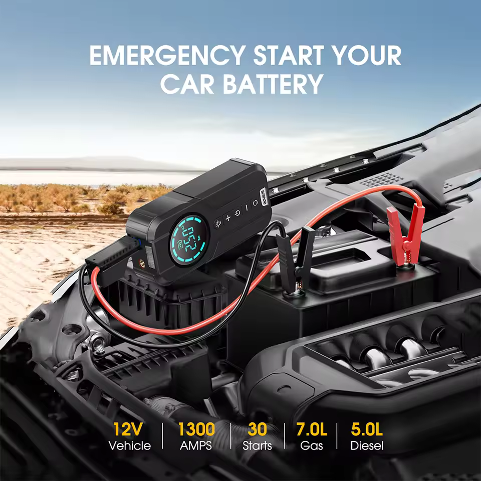 Car Jump Starter with Air Pump –  Power Bank & LED Light