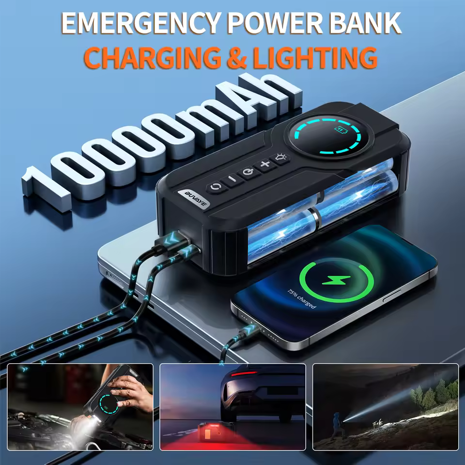 Car Jump Starter with Air Pump –  Power Bank & LED Light